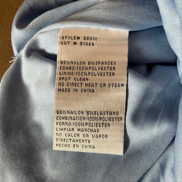 XSCAPE Sequined Midi Sheath Cocktail Dress Blue Size 6 Sleeveless V-Neck - Picture 11 of 14